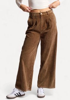 clothing - Fashion - New Bottoms - Ruby Jane & Valleygirl Boutique. Corduroy Brown Pants, Ruby Jane, Costume Inspo, Cardigan Crop Top, Woman's Fashion, Boho Chic Outfits, Classic Brown, Flowy Pants, Brown Pants