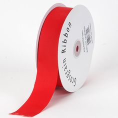 a roll of red satin ribbon on a white background with the word rips printed on it