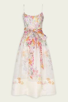 Natura Corset Midi Dress in Kaleidoscope Garden Glam Dress, Corset Midi Dress, Floral Corset, White Garden, Zimmermann Dress, Dress Home, Back Shoulder, Glam Dresses, Skirted Swimwear