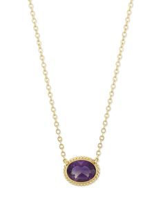 Classic twisted rope edge necklace with faceted Amethyst station that will last a lifetime. Crafted in 14k yellow gold Macy's Oval Sterling Silver Jewelry, Macy's Gemstone Necklaces As Gifts, Macy's Gemstone Necklace For Gift, Macy's Gemstone Necklace Gift, Oval Yellow Gold Birthstone Necklace With Gemstone, Macy's Classic Gemstone Necklace, Fine Jewelry Yellow Gold Amethyst Necklaces, Fine Jewelry Amethyst Necklaces In Yellow Gold, Fine Jewelry Amethyst Necklace In Yellow Gold