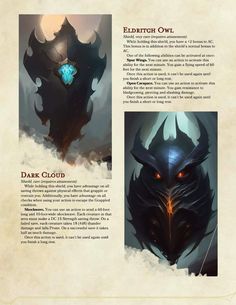 the page features an image of a demonic creature with glowing eyes and horns, in front of