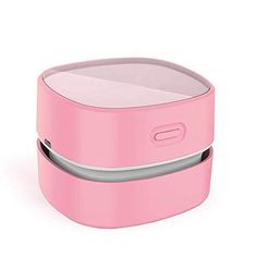 two pink plastic containers sitting side by side on top of each other, one is open and the other is closed