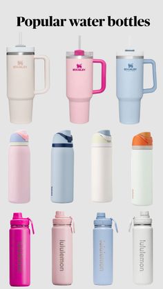 thermos are all different colors and sizes, but they can be used as cups or mugs