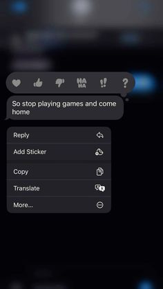 the text message is being displayed on the phone's screen, and it appears to be someone playing games and come home