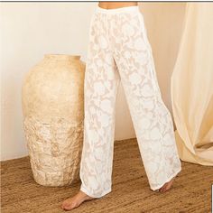 Pacsun Dipping Daisys White Milan Pants Large Fits Like A Medium Nwt White Summer Ankle-length Pants, White Ankle-length Summer Pants, White Ankle-length Beach Pants, White Ankle-length Pants For Vacation, White Ankle-length Wide Leg Pants For Vacation, White Bohemian Bottoms For Beach, White Bohemian Beach Bottoms, Bohemian White Beach Bottoms, White Wide Leg Vacation Pants With Elastic Waistband