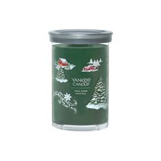 yankee candle with christmas trees on it