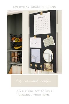 Cute command center for back of door Small Entryway Command Center, Small Command Center, Farmhouse Command Center, Wall Organization Ideas, Wall Command Center, Family Command Center Ideas