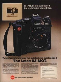 an advertisement for the leica rs - mot camera, with instructions on how to use it