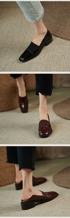 Luxury Designer Square Toe Loafers, Luxury Women's Square Toe Loafers, Elegant Square Toe Loafers With Buckle Closure, Luxury Heels With Leather Sole, Square Toe, Luxury Brown Square Toe Loafers, Block Heel Loafers, Heeled Loafers, Loafer Shoes, Block Heels