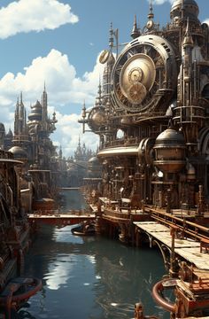 an image of a futuristic city by the water