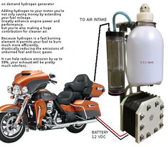 an orange motorcycle is parked next to a propane tank and a water bottle on the back of it