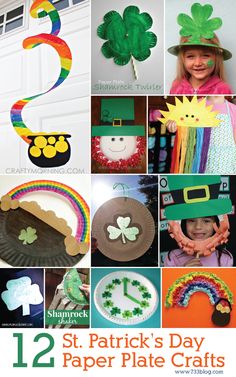 st patrick's day paper plate crafts and activities for kids to make at home