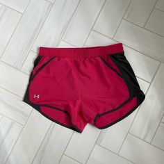 Deep Pink/Red Color With Black Detailing Never Worn, In Amazing Condition Size: S Womens Lined, Contains Strings To Adjust Size Casual Pink Under Armour Bottoms, Under Armour Pink Workout Bottoms, Pink Under Armour Workout Bottoms, Under Armour Pink Summer Shorts, Under Armour Pink Athletic Shorts With Built-in Shorts, Under Armour Pink Sports Shorts, Pink Under Armour Athletic Shorts For Workout, Under Armour Pink Athletic Shorts For Workout, Pink Under Armour Summer Shorts