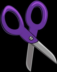 a purple pair of scissors is shown on a white background