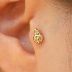 14K Gold Conch Shell Piercing - Elegant Sea Animal Jewelry Gift for Women Embrace the beauty of the ocean with this elegant conch shell piercing, crafted from 14K solid gold (available in yellow gold, white gold, and rose gold). Perfect for ocean lovers, this sea animal jewelry is a unique and stylish addition to any jewelry collection. Designed for everyday wear, it fits various piercings such as cartilage, tragus, helix, daith, and conch with a secure screw-back flat stud for comfort. This handmade, minimalist piercing makes a thoughtful gift for her, whether for a birthday, anniversary, Christmas, Valentine's Day, or Mother's Day. The conch shell design brings a touch of the sea to your style, making it an ideal choice for those who love chic and elegant jewelry. A perfect gift for girl Gold Conch Piercing, Conch Piercings, Perfect Gift For Girlfriend, Thoughtful Gifts For Her, Ocean Jewelry, Shell Design, Conch Piercing, Sea Animal, Conch Shell