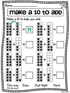 a printable worksheet for adding numbers to 10