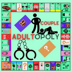 an adult monopoly board game with the words couples, adults and children on it's sides