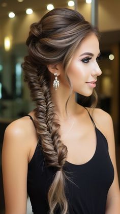 Embrace effortless chic with the timeless beauty of a Side Braid, featured in our curated collection of '25 Fishtail Braid Hairstyles.' This versatile hairstyle adds a touch of bohemian charm to any look, whether you're heading to brunch or a night out. Explore our article for more inspiring braid variations, and click the pin to follow us for endless hairstyle inspiration! #SideBraid #EffortlessChic #BohemianStyle #HairGoals #PinterestHair  ... mo Bridesmaid Fishtail Hairstyles, Wedding Hairstyles Updo With Braid Bridesmaid Hair Side Ponytails, Side Braid Hairstyles For Wedding, Bridesmaid Braid Hair, Wedding Fishtail Braid, Side Braid Wedding Hair, Fishtail Braid Side, Braid Variations, Side Fishtail Braid