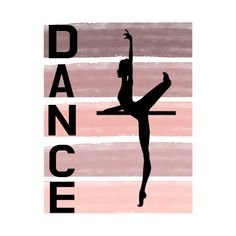 the silhouette of a ballerina on a pink and white striped background with text dance