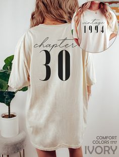 "Classic 1994 Shirts For Women, Vintage 30th Birthday Year Number Tshirt For Him, 30th Milestone Best Friend Bday Gift For Her, 30 Bday Shirt HOW TO ORDER ➀ Select color ➁ Select the size (Please check size chart) ✦ True to size. Size up 1-2 sizes for an oversized look. ➂ Add to cart ✦ (Optional) \"Add message to Seller\" on the checkout page. GARMENT FEATURES ✦ Crew neckline ✦ Direct to garment printing - no vinyl, decal, or iron-on technique ✦ Our designs are printed on the garment to last a l 30 Theme Party Ideas Women, Birthday 30th Ideas For Women, Cricut Tshirt Ideas For Women, 30th Birthday Party Themes For Women, 30th Birthday Ideas For Women Themes, 30th Birthday Gifts For Best Friend, 30s Birthday, 30th Ideas, 30th Birthday Outfit