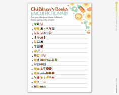 a children's book emojtionary printable is shown in this image