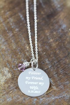 Wedding Gift for the Bride from Groom by ShinyLittleBlessings Wedding Gift For The Bride, Gift For The Bride, Engraved Pendant, Couple Items, Personalized Wedding Gifts, Bride Gifts, 925 Sterling Silver Jewelry, Personalized Wedding, Wedding Gift