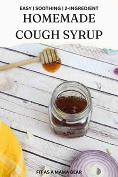 Simple, sweet, and a great remedy for a sore throat! This homemade honey cough syrup needs just 2 ingredients to come together. @fitasamamabear Honey For Cough, Tea For Cough, Cough Remedies For Kids, Herbal Cough Syrup, Cough Syrup Recipe, Homemade Cough Syrup, Homemade Cough Remedies, Vegan Potluck, Diy Soaps