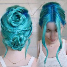 Hair With Blue Tips, Blonde Hair With Blue Tips, Blonde Hair With Blue, Purple Hairstyles, Art Hair, Turquoise Hair, Blue Tips, Extreme Hair, Hair Color Purple