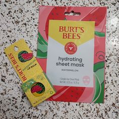 Burts Bees Watermelon Face Mask And Lip Balm Watermelon Face Mask, Watermelon Lip Balm, Watermelon Face, Hydrating Sheet Mask, Color Lip Balm, Burt's Bees, Burts Bees, Skin Care Women, Pink Red