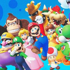 the nintendo characters are all dressed up in different costumes and poses for a group photo