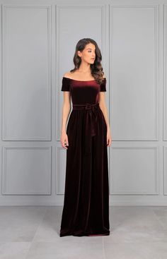 Off the Shoulder Burgundy Bridesmaid Velvet Gown High Quality | Etsy Bosnia and Herzegovina Burgundy Velvet Dress, Velvet Dress Long, Velvet Bridesmaid Dresses, Burgundy Bridesmaid, Bridesmaid Dressing Gowns, Dress With Pleats, Dress Velvet, Velvet Gown, Dark Burgundy