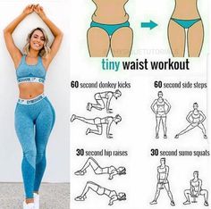 a woman in blue sports bra top and leggings with the instructions for how to do