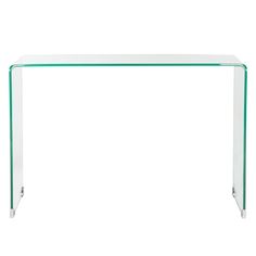 a clear glass table with metal legs