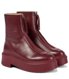 The Row Boots, Row Boots, Casual Ballet Flats, Sheepskin Boots, Ankle Boots Flat, Burgundy Red, Leather Ankle Boots, Chukka Boots, Luxury Shoes