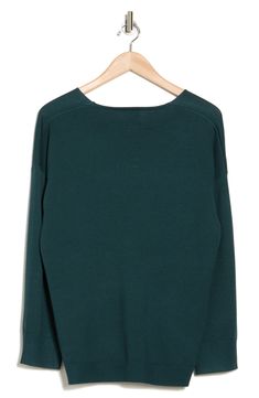 Knit from soft yarns, a lightweight, refined V-neck sweater is a luxe layering option when the temperature starts to drop. 27 1/2" length (size Small) V-neck Long sleeves 67% rayon, 3% polyester Machine wash, tumble dry Imported High Low Tunic, Kids Uggs, Green Fits, Holiday Sweater, Green Blouse, Soft Yarn, Holiday Dresses, Dress Romper, Girls Accessories