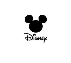 the logo for disney is shown in black and white, with mickey mouse's head