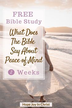 a woman walking on the beach with text that reads, free bible study what does the bible