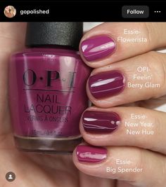 Opi Feeling Berry Glam, Opi Feelin Berry Glam, Opi Berry Colors, Raspberry Nail Polish, Uñas Color Magenta, Berry Nail Color, Mulberry Nails, Opi Jewel Be Bold