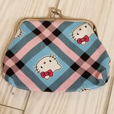 Too Cute! Hello Kitty Blue & Pink Plaid Coinbag * Great For Small Items * Hello Kitty Print * Blue & Pink Plaid New Boutique Item Great Gift For All Hello Kitty Fans! Avaiabel In 5 Colors: * Hot Pink * Brown * Orange * Gray * Blue See More In My Closet! #Hellokitty #Sanrio Blue Rectangular Bag With Cat Design, Cute Blue Rectangular Coin Purse, Hello Kitty Makeup Bag, Hello Kitty Print, Hello Kitty Handbags, Loungefly Hello Kitty, Hello Kitty Purse, Cat Coin Purse, Hello Kitty Makeup