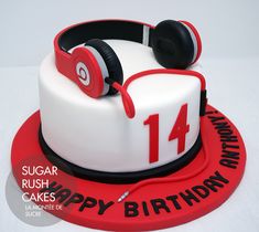 Headphones Cake, Dj Cake, Music Cakes, 14th Birthday Cakes, Music Cake, Dre Headphones