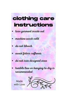 a poster with the words clothing care instructions