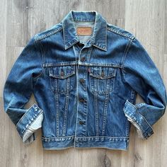 Selling My Dad’s 1970’s Levi’s Red Tab Denim Trucker Jacket. Great Condition And Have Taken Excellent Care Of. Genuine Worn And Distress Lived In Details Around Collar. Coats Vintage, Denim Trucker Jacket, Levis Jacket, Trucker Jacket, My Dad, Levi's, Mens Jackets, Jackets & Coats, Collar