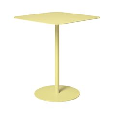 a yellow table with a white base on a white background, it looks like an object that is in the shape of a square