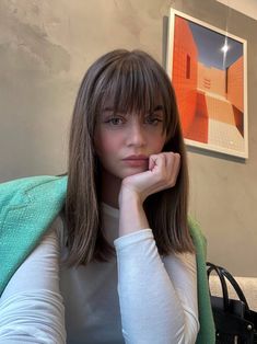 Bangs With Big Forehead, Whispy Baby Bangs Short Hair, Full Bangs Long Hair, Bangs Styling, Brunette Bangs, Hair Streaks, How To Style Bangs, Long Hair With Bangs, Spring Hairstyles