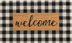 Need a durable outdoor rug to welcome your guests? This is the rug for you! Plaid Rug, Floor Safe, New Homeowner Gift, Front Door Mats, Fall Decorations Porch, Fall Plaid, Coir Doormat, Entrance Mat, Fall Porch