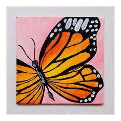 a painting of a butterfly on a pink background