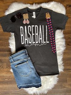 Baseball mamas make the world go round! Heather Graphite Tultex Unisex Professionally screen-printed Shown in Small Baseball Mama, Mama Tee, Baseball