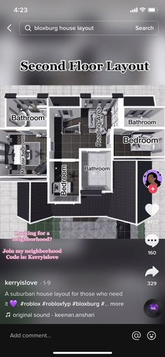 the floor plan for a house with two floors and one bedroom on each side, as well