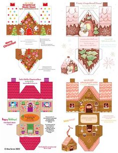 some paper crafts that are made to look like gingerbreads and other things in the house