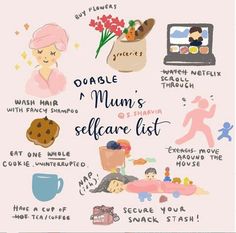 a poster with different things on it that include women's self care and hygiene